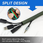 Split Braided Cable Sleeve，Flexible Wire Loom Tubing, Automotive Cord Protector Pet Proof, Cable Management for Computer TV Electric Wires Harness 16ft (Dark Green, 30mm（1-3/16")