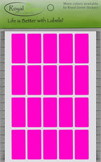 Royal Green Rectangular Colored Tag Stickers in Neon Pink (40mm x 19mm) 1.57 inch x 0.75-2000 Pack