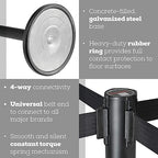 Qbuster Black Stanchions with Retractable Belts, Crowd Control Safety Barrier with 11’ Red Belts, 1 Sign Holder, Set of 6 Posts