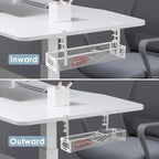 Cable Management, 2 Pack Cable Management Under Desk No Drill, Metal Cord Organizer with Clamp for Standing Desk, Cable Organizer for Home Office, White