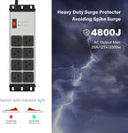 CCCEI Grey Heavy Duty Power Strip Surge Protector 20 AMP, 8 Outlets 12 Gauge Industrial Shop Garage Metal Multiple Outlets, 4 FT Extension Cord 5-15P Adapter High Amp 6-20R T-Slot 20a for Appliance