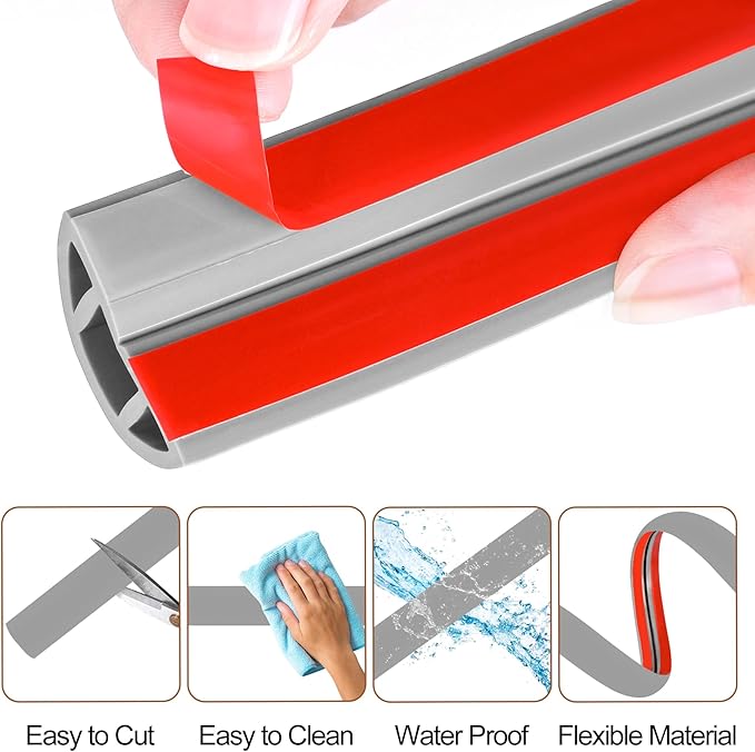 MYFAMIREA 5FT Floor Cord Cover for Wire Self Adhesive Cable Cavity Management PVC Extension Cord Hider Power Floor Wire Protector Cover Prevent Cable Trip for Office Home Outdoor (Gray, 1.97'')