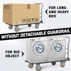 Platform Truck Cart with Detachable Baffle Guardrail,Heavy Duty 48x24 Inch Flatbed Cart with 2000 LBS Weight Capacity and 6In Swivel Caster Transporting Heavy Loads and Barrel with Ease & Efficiency