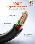 VEVOR 75 FT RV Extension Cord, 50 Amp, 125V/250V 7500W Heavy Duty STW 6/3 + 8/1 Gauge Wire, NEMA 14-50P Male NEMA 14-50R Female Plug, with LED Indicator, Handle, 15A Adapter for RV Trailer, ETL Listed