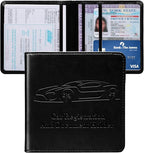 Car Registration and Insurance Holder, Vehicle Glove Box Car Organizer with Magnetic Closure for Documents, Cards, License Car Organization, 1-Pack Black