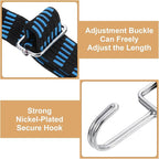 uxcell 2Pcs Adjustable Bungee Cords with Hooks, 79 Inch Flat Heavy Duty Elasticity Straps Rubber Bungee Cords with Buckle for Outdoor, Camping, Tarp, Bike Rack, Luggage, Black Blue
