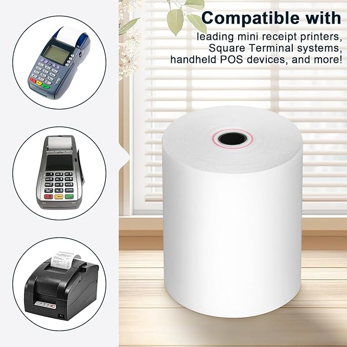 (150 Rolls) Thermal Receipt Paper 2 1/4 x 85 - BPA-Free Credit Card Machine Paper Rolls for POS Systems, Compatible with Square Terminal, Clover Flex and More