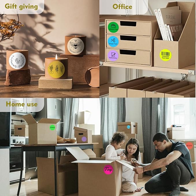 3 X 3 Inch Color Coding Dot Labels Circle Thermal Printable Waterproof 500Pcs Round Stickers Adhesive Writable for Office, Home, Garage, DIY Sticker, Barcodes, Name Tag, Gold