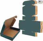 25 Pack Green Shipping Boxes 11 x 8 x 2 Inch Corrugated Cardboard Boxes, Recyclable Packaging Gift Boxes for Presents, Birthday, Christmas, Bridal, Wedding, Party Favor, Cupcake, Crafting
