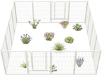 FXW Garden Fence Outdoor for The Yard – 40in(H) x 36.4ft(L) Heavy Duty Metal Animal Barrier for Dog and Rabbit, Decorative Dog Fence, 16 Panels, White