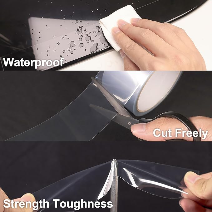 Lypumso Clear Vinyl Wrap Tape, Car Door Edge Guard Door Sill Protector, Transparent Paint Protection Film for Most Cars Rearview Mirror Handle Bumper Window Stair (Clear, 2inch x 30ft)