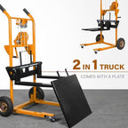 Material Lift Winch Stacker, 330 lbs Capacity Table Cart, 40.5" Lifting Height Manual Forklift Stacker, Pallet Jack Truck Dolly with Swivel Casters and Lift Plate (Yellow)