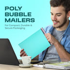 Teal Poly Bubble Mailers 7.25x12 inch #1 | Self Seal Padded Envelopes | Cushioned Bubble Mailer | Usable Size 7.25x11 | WaterProof | Lightweight mailing Shipping Bags | 100 Pack Bulk