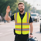 High Visibility Vest for Men Women 5 Pockets Safety Vest with Reflective Strips, Hi Vis Vest with Mesh Fabric, Breathable, (GR720-Yellow,M).