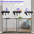 Wide Baby Gate 67-71.5 Inch Heavy Duty Steel Safety for Stairs, Pressure-Mounted Indoor Dog, No Drilling, Modern Home Design, Black