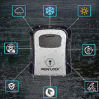 Iron Lock® Key Lock Box Wall Mount – Medium Waterproof Heavy-Duty Metal Safe with 4-Digit Combination for Outdoor Access, Home Entry, Office Security, Rentals & Airbnb Use (Grey, Medium)