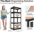 HOMEDANT House 5 Tier Laminated Metal Shelving Unit Adjustable Storage Utility Rack Heavy Duty Shelves Organization Multipurpose Shelf Kitchen Garage Pantry Closet (4, (S) 24.4" W, Black)