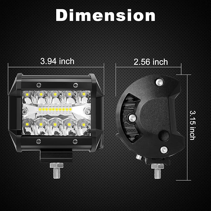 8PCS LED Pods, 4 Inch 60W Light Bar, 4PCS Spot Flood Combo Off Road Triple Row Work 6000LM Driving Fog Lamps for Pickup Truck Jeep ATV UTV SUV Boat Light, 8 Pack White Lights