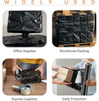 18" x 1500' Stretch Film Shrink Wrap Roll - Black Plastic Wrap for Moving, Heavy Duty 80 Gauge, 600% Stretch for Packing, Pallets, Shipping&Furniture Protection with Handles(4 Rolls)