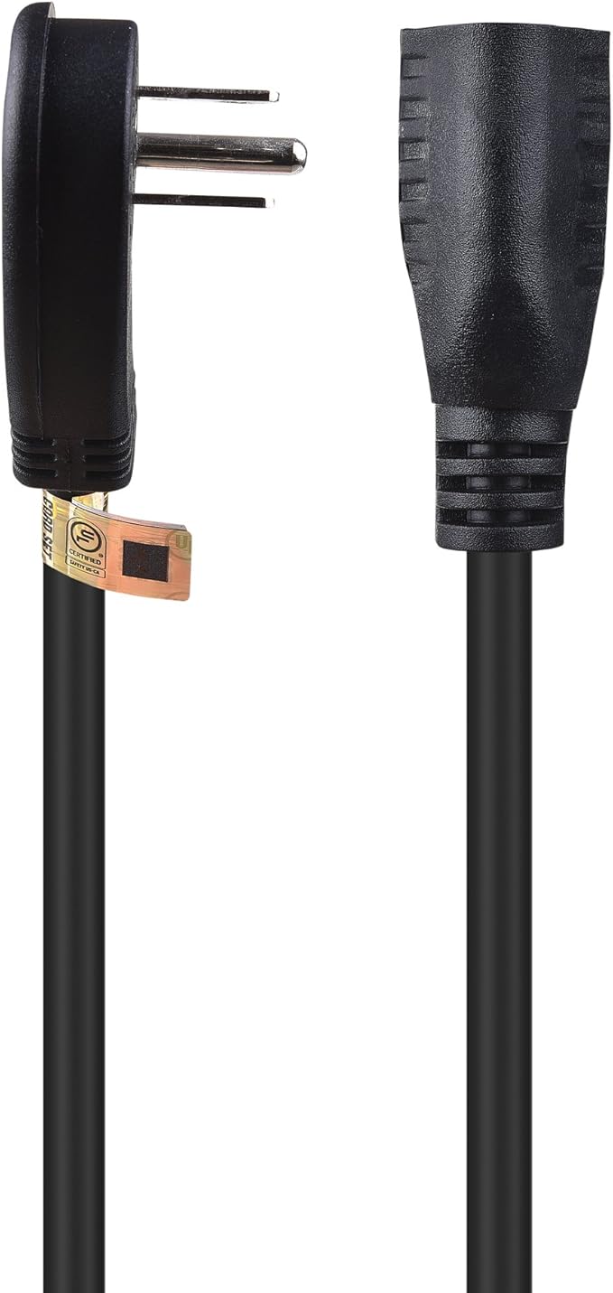 Cable Matters 2-Pack Low Profile Flat Plug Extension Cord (Power Extension Cable) 10 Feet (NEMA 5-15P to NEMA 5-15R)