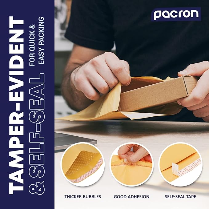 Kraft Bubble Mailers 100 Pack, 14.5 x 20 Inch Padded Shipping Envelopes, Yellow Mailing Envelopes for Documents & Packages, Durable & Lightweight, Made in USA