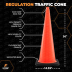 Xpose Safety 28 Inch Orange Traffic Cones Heavy Duty 10lb 6" & 4" Collar - Bulk Half Pallet 125 Pack - Multipurpose PVC Plastic Safety Cone Parking, Soccer, Caution & Construction - DOT Approved