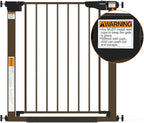 Cumbor 29.7-54.2" Wide Baby Gate for Stairs, Mom's Choice Awards Winner-Self Closing Dog Gate Indoor for Doorways, No Drilling Pressure Mounted Pet Gates for Kids, Easy Walk Through Safety Gate, Brown