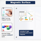 Magnetic Glass Whiteboard, 6' x 4' Glass Dry Erase Board for Wall, 72" x 48" Large Frameless White Board with 1 Marker Tray and 10 Magnets for Office, Home, Classroom - Ultra White
