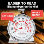 CloudHand Oven Thermometer for Gas/Electric Oven, Oven Temperature Gauge with Hanger&Base, Instant Read Stainless Steel Kitchen Thermometer 20-260°C/50-500°F