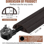 Floor Cord Cover Self Adhesive Cord Hider,3.3FT Cable Management, Extension Strip Protector for Wires, Prevent Cable Trips for Offices, Gyms, Exhibitions Cavity:0.39"(W) x 0.27"(H) Black Wood