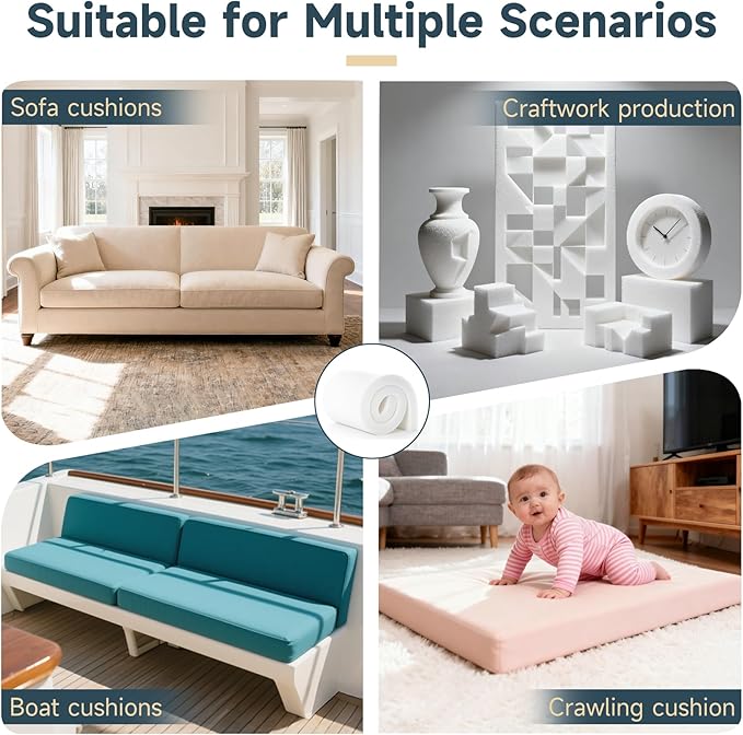 6pack Upholstery Foam 2 * 24 * 72, High Density Foam Pad,Suitable for Mattress Padding, Bench Cushions, and Sofa Cushion Replacements