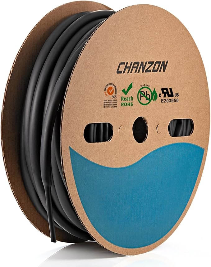 Chanzon 5/16" (7.9mm) Adhesive Lined Heat Shrink Tubing - 3:1 Ratio, 80ft Roll - Black, Marine Grade Polyolefin Tube 1pcs