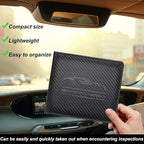 Car Registration and Insurance Holder, Premium Pu Leather Vehicle Glove Box Organizer - for Driver License, Cards & Essential Documents (Carbon Fiber Black)