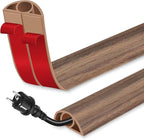 Floor Cord Cover for Wires on Floor Self Adhesive Cord Hider Floor Cable Management Wire Covers for Cords Protector Prevent Cable Trips Cord Cavity W 0.32" x H 0.32", Misty Brown Wood, 20Ft