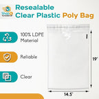 Shop4Mailers 14.5 x 19 Clear Plastic Poly Bags 1.5 Mil Self Seal Packaging for Apparel, Jewelry, Documents, Prints, Gifts, Storage – Resealable (100 Pack)