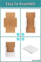 50 Pack 9x6x1.3 inch Shipping Boxes, Easy-Fold Multi-Depth DVD Mailer Box with Fragile Stickers for Mailing, Storing, Package, Gifts, Crafts, Business or Home, White