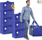 Moving Bags Heavy Duty Extra Large, Moving Boxes, Moving Supplies Essentials, Blue Storage Bins with Lids, Plastic Packing Totes, Storage Bags for Clothes with Handles & Zippers(Blue, 8 Pack)