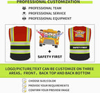 BeautyWill Custom Logo Safety Vest Class 2 High Visibility Reflective Vest for Men - Personalized Logo Team Vest
