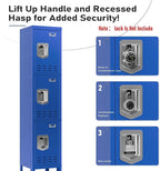 Metal Lockers - 66" Height Steel Lockers for Employees with 3 Door Storage Locker with Card Slot for Employees Gym School Home Office Garage - Assembly Required