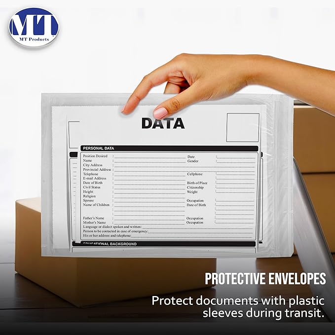MT Products Blank Envelope Shipping Label Sleeves - 6.5" x 10" Packing Slip Pouches for Shipment/Return - Pack of 100