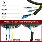Black Braided Cable Management Sleeves Wire Loom Tubing Cord Protector Self-Wrapping (3/8"-20Feet)