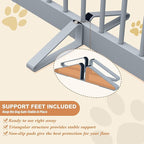 Freestanding Pet Gate for Dogs, Indoor Wooden Foldable Dog Gate for House, Extra Wide, Pet Fence for Stairs, Doorways, Halls, Support Feet Included, 120 Inch Wide, 6 Panels 32",Grey