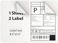 500 Sheet (1000 Labels) | 8.5" x 11" 2 UP Half Sheet Self Adhesive Shipping Labels for Laser & Inkjet Printers | Ecommerce, Address, Mailing, Labeling, Packaging