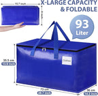 StorageRight Heavy Duty Moving Boxes-Moving Bags with Zipper, Reinforced Handles and Tag Pocket-Collapsible Moving Supplies-Totes for Storage Great for moving, Storage and Travel 93L(Blue-4 Pack)