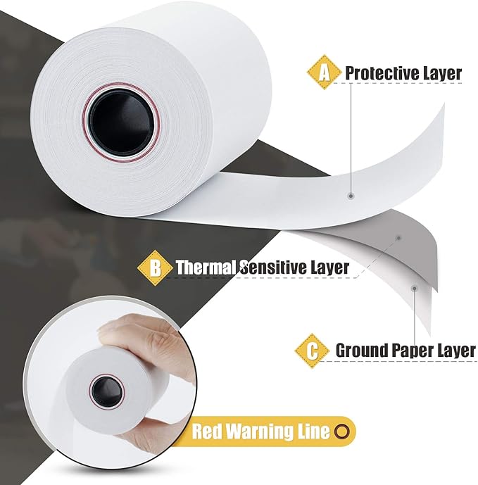 Azure Zone, Thermal Paper 2-1/4 X 85ft 200 Rolls, Fits Most POS Machines and Cash Registers, Great for Business Sales