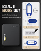 Uniclife 60 Position Key Cabinet with Key Lock Wall Mounted Black Security Storage Box Steel Key Organizer with Colorful Key Tag Labels Stickers and Hooks