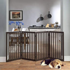unipaws 36" H Free Standing Pet Gate for Dog Cat, Tall Wooden Dog Gates for Doorway, Stairs, Foldable Pet Fence for The House, Expandable Dog Barrier, Indoor Use, Espresso