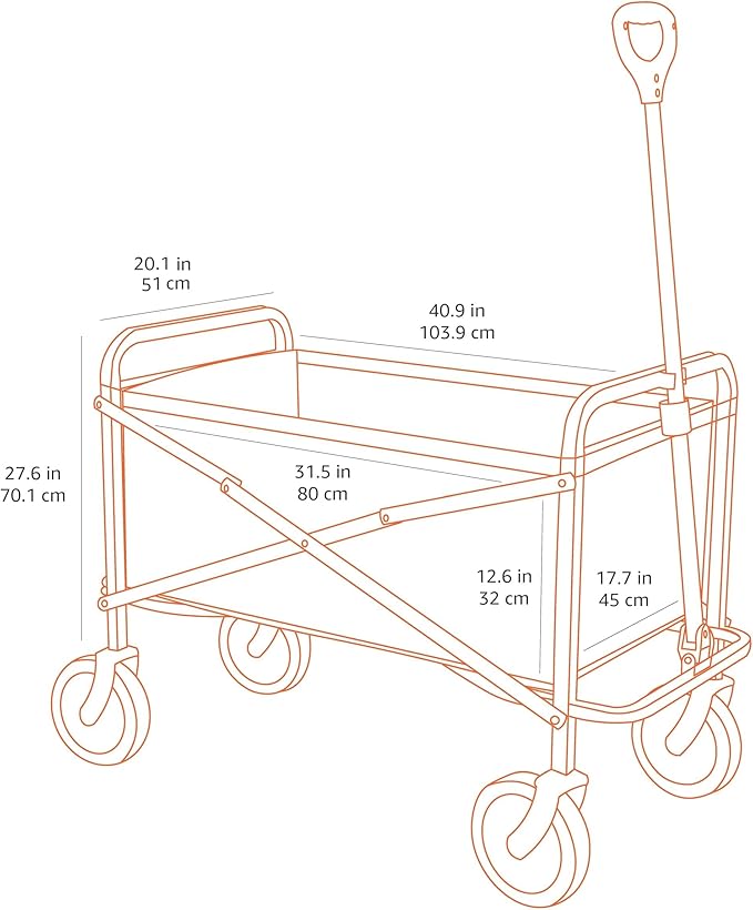 Amazon Basics Collapsible Folding Heavy Duty Utility Wagon for Outdoor Sports, 265 pounds Weight Capacity, Camping, Garden, and Shopping, 27.6 x 40.9 x 20 inches, Gray