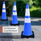 BESEA 6PACK 28 inch Traffic Safety Cones Blue Road Parking Cones 28" Heavy Duty Construction Cone Structurally Stable for Traffic Control at Public Place(6PCS)