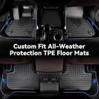 Hutisya-Floor Mats & Cargo Liner Set Fit for Hyundai Santa Fe Hybrid 2021-2023/Santa Fe PHEV 2022 2023 All Weather Protection Anti-Slip & Durable TPE Full Set Liners Automotive Accessories-Black
